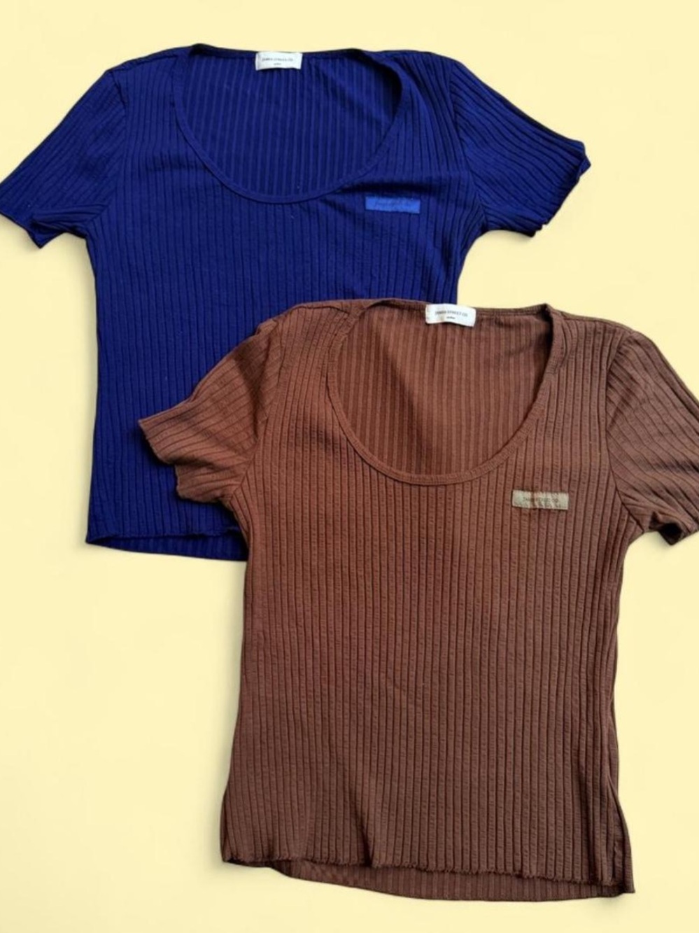 James street Co Ribbed Scoop Neck Women’s Top - Blue and Brown